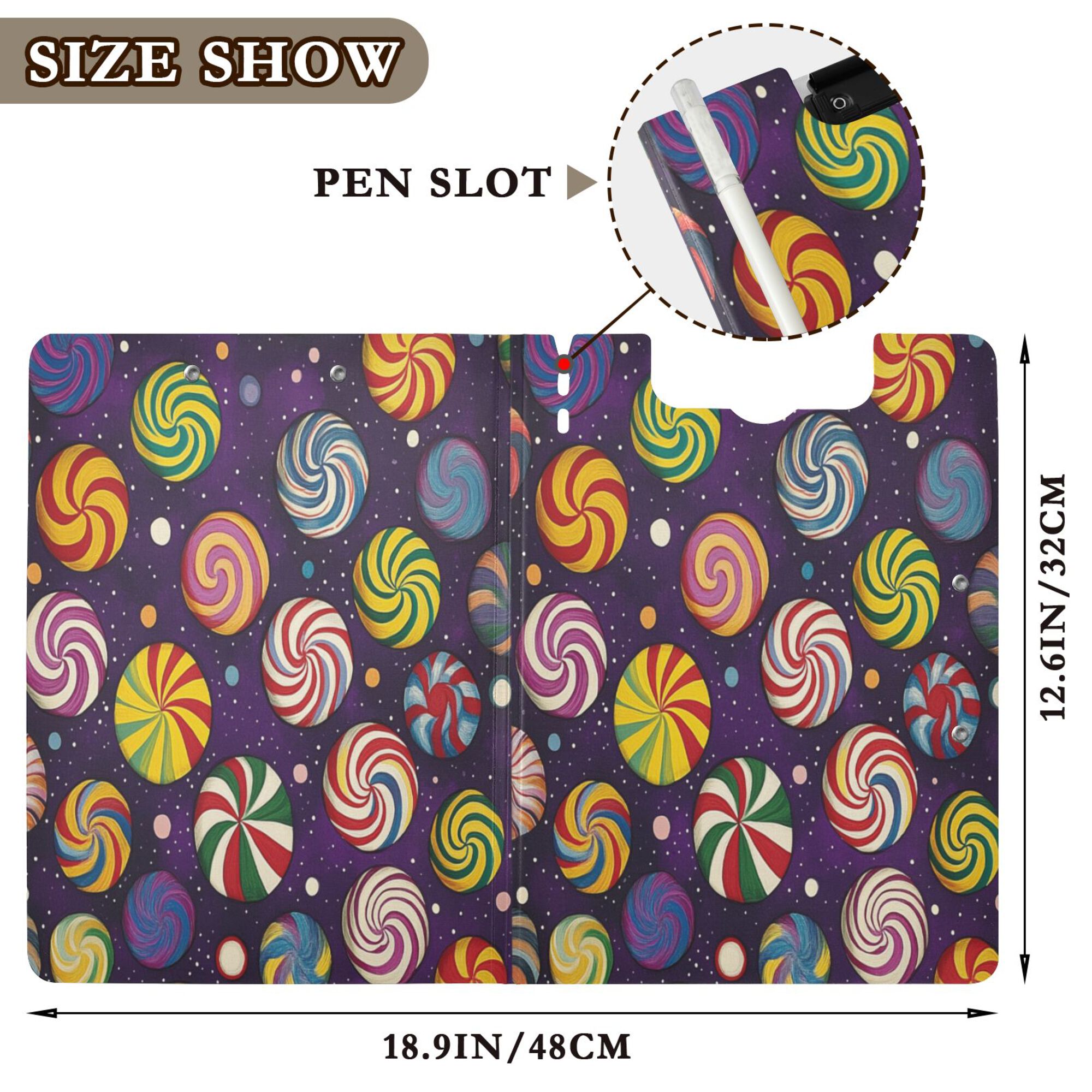 FORMRS A4 Clipboard Folder with Pen Holder Horizontal Foldable School Office Binder, Galactic Candy