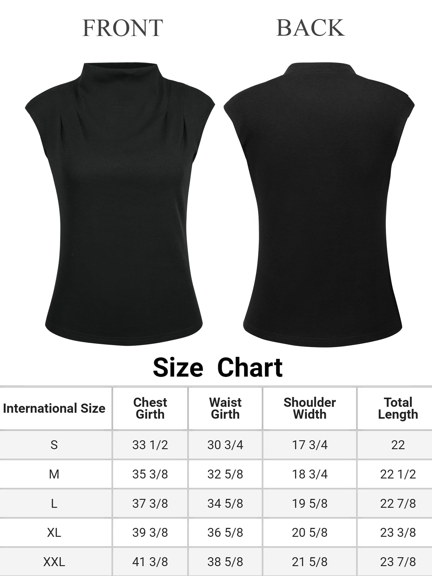 Unique Bargains Women's Mock Neck Blouse Basic Cap Sleeve Knitted Tops L Black