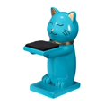 thumbnail image 1 of Lindo gato figura resina reloj soporte reloj almacenamiento bandeja organizador tamaño 6,3x4,8x12cm Azul jinwen soporte de reloj, 1 of 8