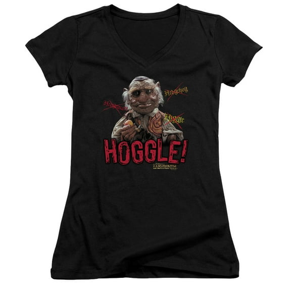 Labyrinth Hoggle Junior Women's T-Shirt V-Neck Black