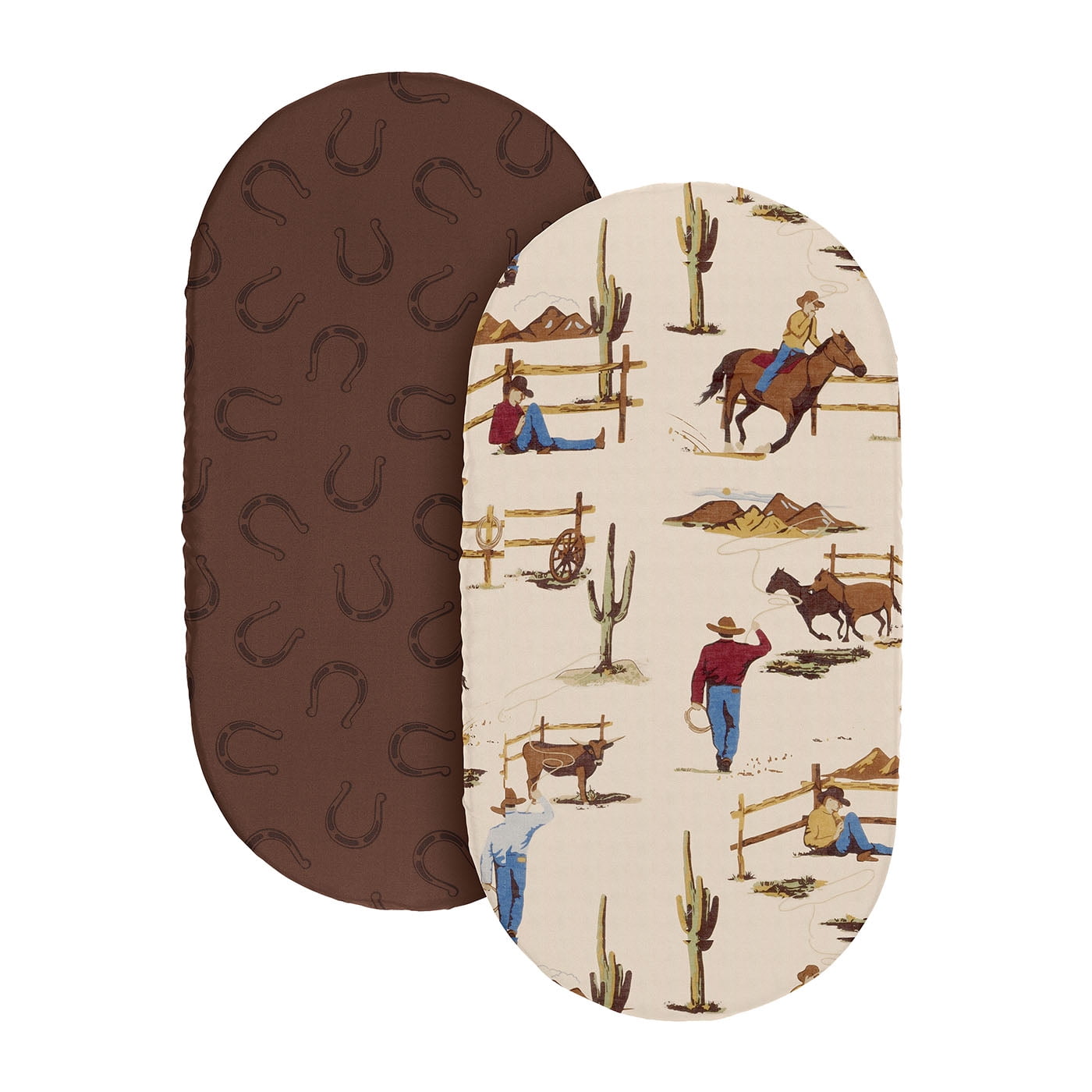 Sweet Jojo Designs Wild West Cowboy Horseshoe Print Boy Baby Bassinet Fitted Sheets Set 2 Piece