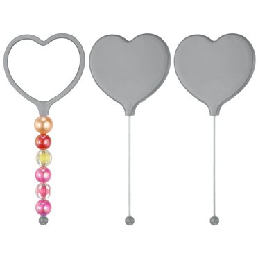 Uxcell 3 Pack Beadable Mirrors with Handle, 6.4 Inch Long Heart Shape Bead Mirror Bars Removable for DIY Crafts(Dark Gray)
