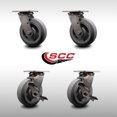 thumbnail image 2 of 6 Inch 316SS Thermo Flat Tread Swivel Caster Set with Delrin Bearings 2 Brakes, 2 of 2