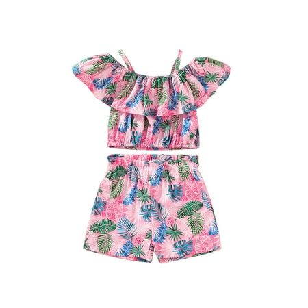 

EHTMSAK Infant Baby Toddler Children Girl Outfits Short Sleeve Summer T Shirts and Set Clothing Set Pink 9M-6Y 100