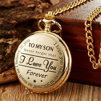 2024 New To My Son Quartz Pocket Chain Watch Carved Pocket Watch for My Son I Love You Mom and Dad Birthday Gift Christmas Gift Watch Chain