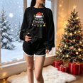 thumbnail image 4 of Qzwdhjm Womens Cropped Sweatshirts for Christmas Crewneck Xmas Santa Hat Graphic Sweatshirt Long Sleeve Thin Fleece Crop Pullover for Winter Holiday, 4 of 5