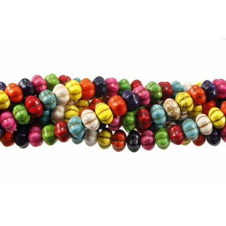 Beaded Pumpkin - 12x7mm Pumpkin Turquoise Dyed Mix, Loose Beads, 15 inch