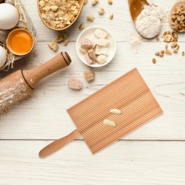 Gaiklia Gnocchi Board Set - Make Homemade Italian Pasta Easy! Beechwood Paddle & Rolling Pin Included