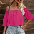 thumbnail image 2 of Mode Femmes Dames Été Aguichant Poitrine Couleur Unie Hauts Décontractés Haut Raglan pour Femmes Chemises Décontractées pour Femmes T-Shirts Filles Chandails de Compression pour Femmes Superposition Chandail à Manches Longues Femmes Hauts d'Été pour Femmes, 2 of 8