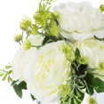 thumbnail image 3 of Enova Home Artificial Flowers Mixed Silk Peony and Greenery Fake Flowers in Cube Glass Vase with Faux Water for Home Office Wedding Decoration (Cream), 3 of 3