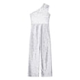 thumbnail image 4 of Kaerm Kids Girls Sparkle Sequin Gymnastics Dance Leotard One Shoulder Sleeveless One Piece Unitard Silver 14, 4 of 5