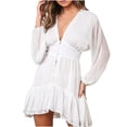 thumbnail image 1 of Fridja Robe pour Femmes Taille Haute en Mousseline Unie à Manches Longues, 1 of 9