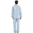 thumbnail image 3 of GLOBAL Mens Cotton Pajama Sets Long Sleeve Button Down Sleepwear Comfy Loungewear Soft Pjs Set Black Blue Stripes XL, 3 of 5