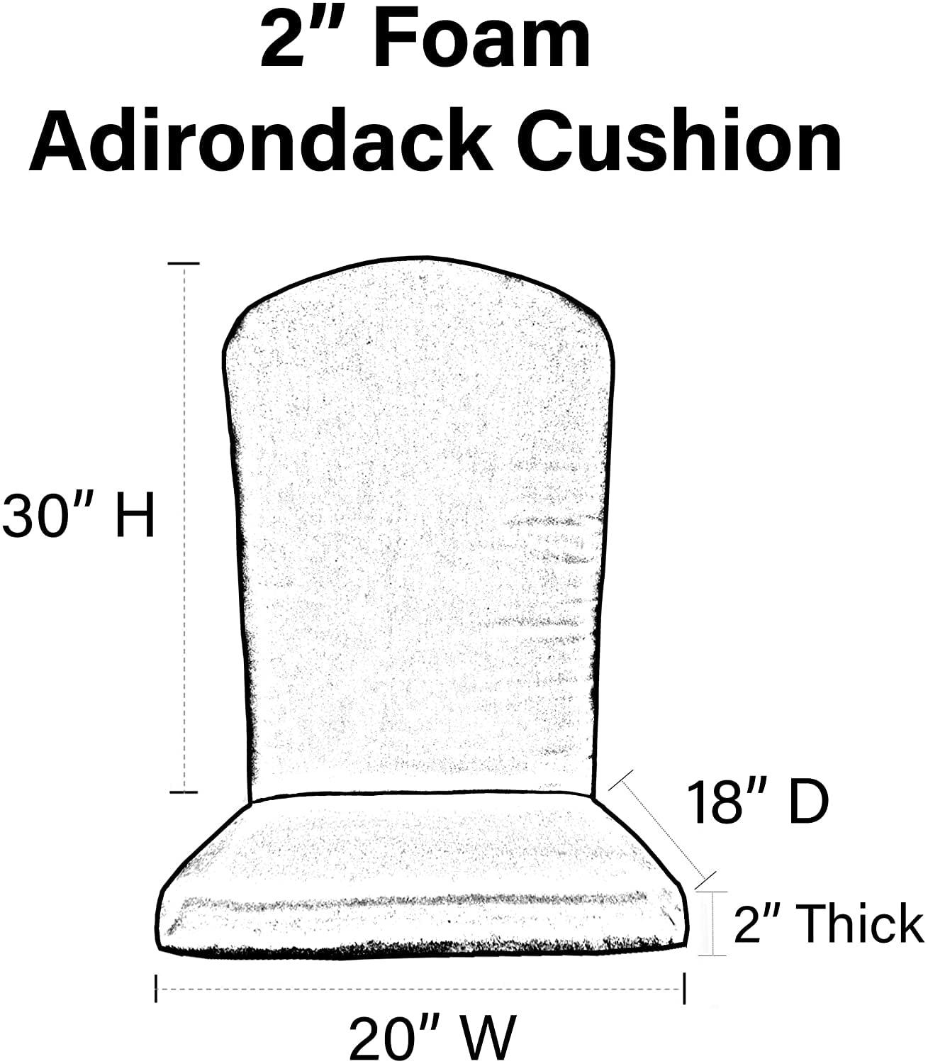 RSH Décor Outdoor Single Foam Adirondack Chair Seat Cushion, Colsen Noir