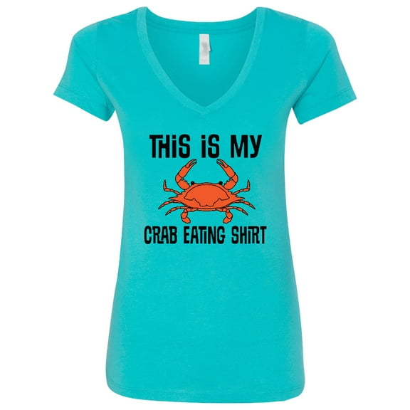 Inktastic This is My Crab Eating Shirt Women's V-Neck T-Shirt