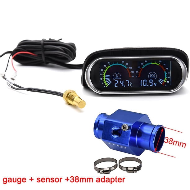 12v Digital Water Temperature Gauge For Car + Volt Water Temperature Sensor Head Plug Joint Pipe Sensor Radiator Hose Adapter