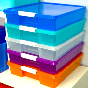 Storex Stack & Store Box Craft Organizer, Assorted Colors, 5-Pack