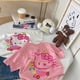 thumbnail image 2 of Camiseta de manga corta para niñas 100% algodón, top de media manga con cuello redondo y dibujos animados estampados con estilo para niñas y niños de mediana edad, 2 of 5