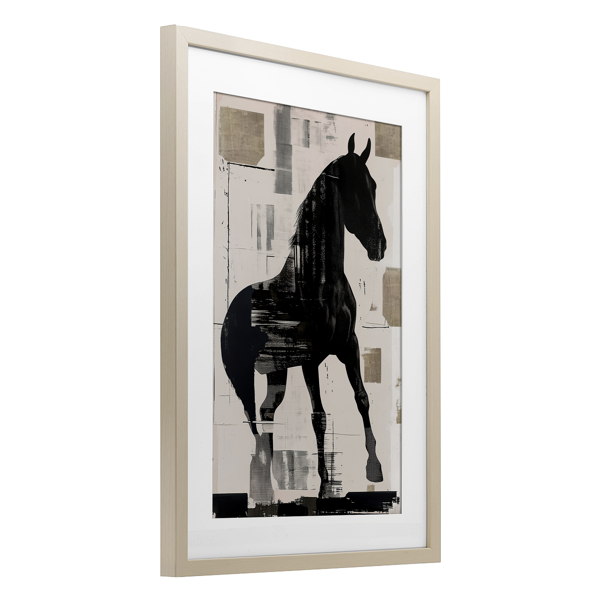 Equinity Horse Silhouette Birch Framed Print Under Glass, design by Annabelle Hall