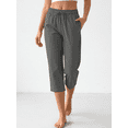 thumbnail image 2 of Rosvigor Womens Hiking Capri Pants High Waisted Drawstring Athletic Joggers Quick Dry Workout Lounge Travel Cropped, 2 of 7