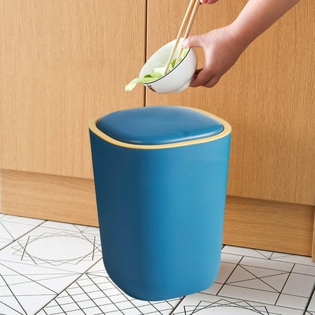 

KTMGM Silent Opening And Closing Lid Trash Can Bathroom Bedroom Office Dormitory Small Space Living Trash Recycling Bin