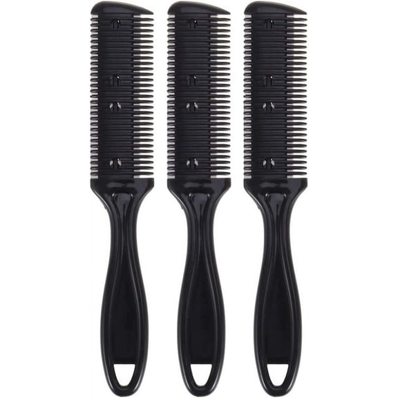 3Pcs Hair Cutting Comb Professional Hair Thinning Comb Double Sided Razor Comb Clipper Shaver Comb For People Pets Haircut (Black)