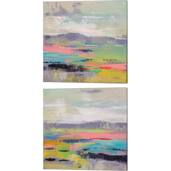 Great Art Now Blooming Field by Silvia Vassileva 2 Piece Canvas Art Set Each 14"W x 14H"