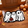 thumbnail image 2 of Wooowa Halloween Ghost and Pumpkin Trio Floor Mat Polyester 23.6x15.7 Inch Non Slip for Entryway Bathroom Rug, 2 of 6