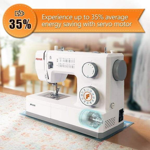 FEIYUE FYe350 Beginner Sewing Machine with Multiple Needle Positions, Energy Saving Servo Motor, 23 Built-in Stitches, Heavy Duty & Portables, Factory Serviced