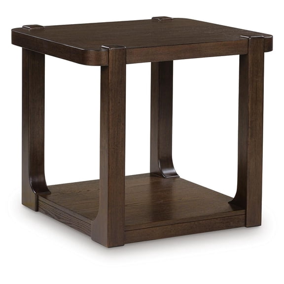 Signature Design by Ashley Breckington Rectangular End Table Table with Storage Shelf, Dark Brown