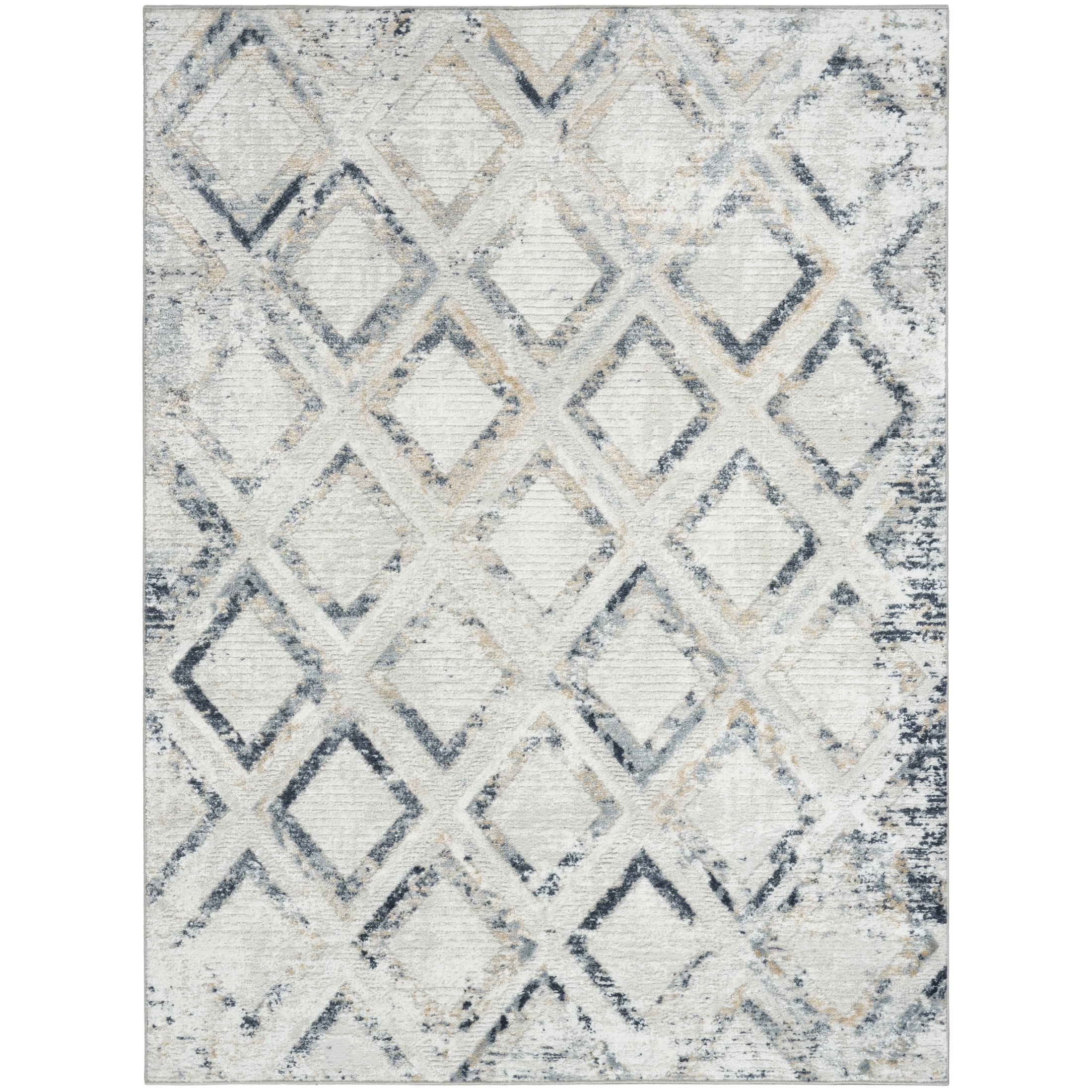 Nourison Dekor 4' x 6' Grey Navy Modern Indoor Rug