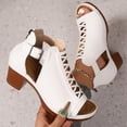 thumbnail image 4 of GERsome Women's Chunky Heels Sandals Back Zipper Slip-On Open Toe Dress Pump Sandals for Wedding Prom Party Summer Beach, White Size 9.5, 4 of 9