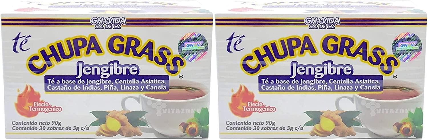 New Improved Formula Tea CHUPA Grass - Tea Based Ginger, Gotu Kola &  Cinammon & Te CHUPA Panza Jengibre (30 Tea Bags/0.10 oz Each)
