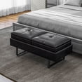 thumbnail image 6 of Kinsuite 2-Seat Waiting Room Bench - Office Waiting Room Chairs Leather Bench Waiting Room Furniture Modern Entryway Bench with Thickened Cushion for Office Barber Store Nail Salon, Black, 6 of 10