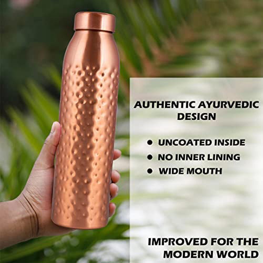 NORMAN JR, Hammered Copper Water Bottle 1 LTR Extra Large - an Ayurvedic Pure Premium Copper Vessel - Drink More Water, Lower Your Sugar Intake and Enjoy The Health Benefits Immediately - Pack of 6