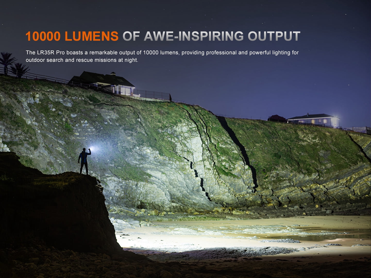 Fenix LR35R Pro 10000 Lumen Ultra Bright Flashlight with UV Light + LumenTac Organizer