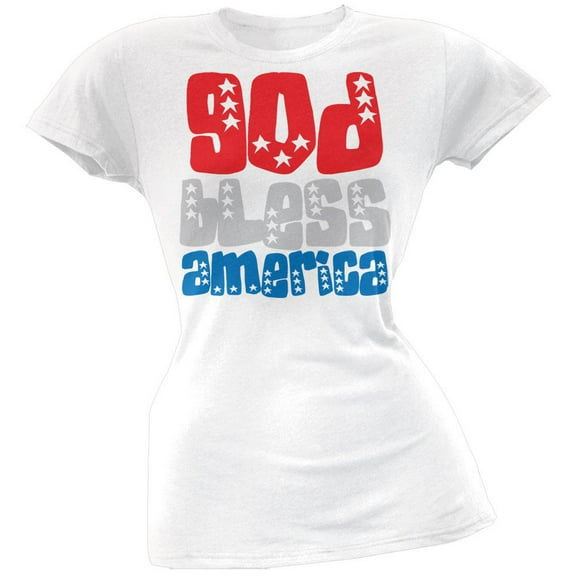 God Bless America White Juniors T-Shirt - Medium