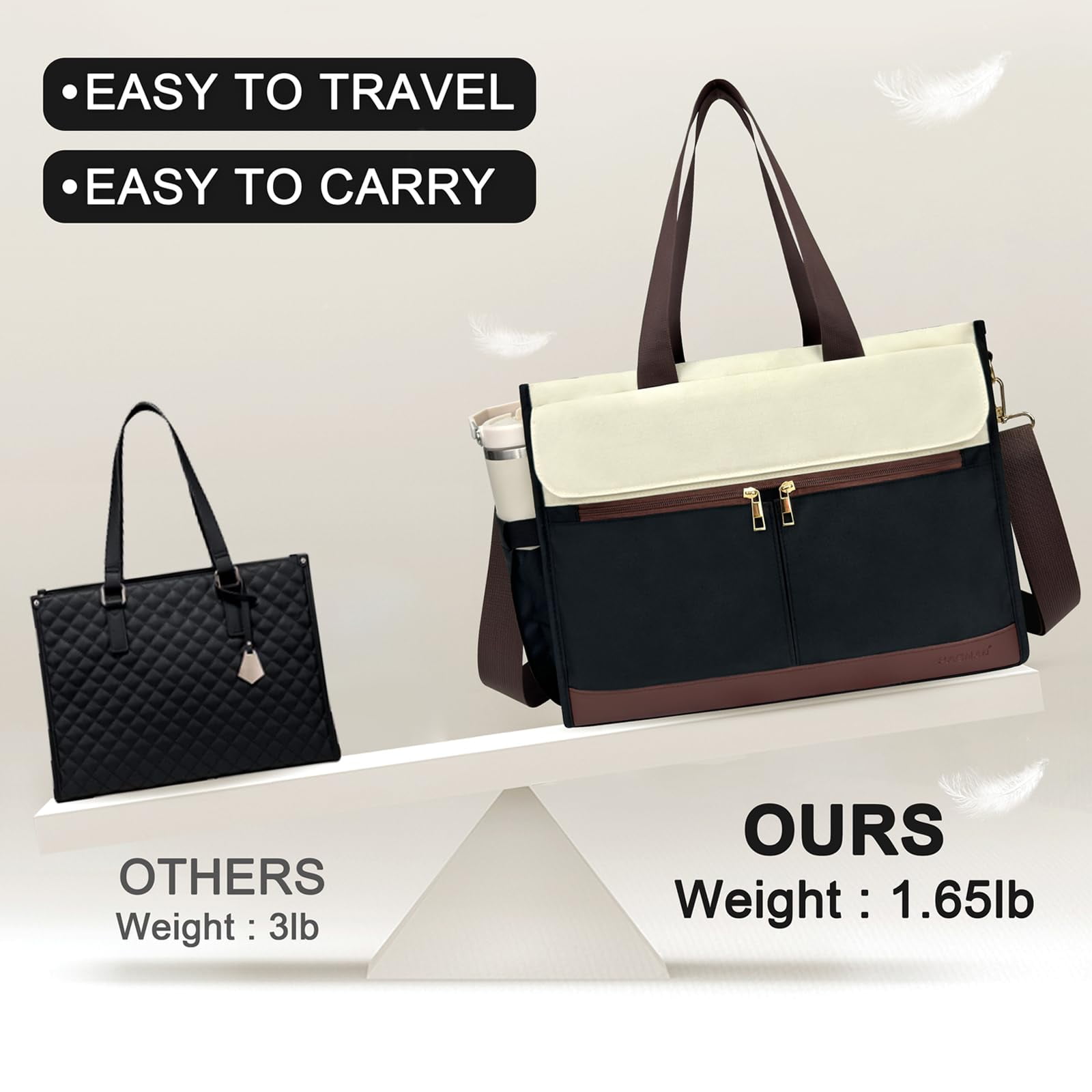 Pasman Adjustable Shoulder Strap Water-Resistant Polyester Reusable Lunch Totes
