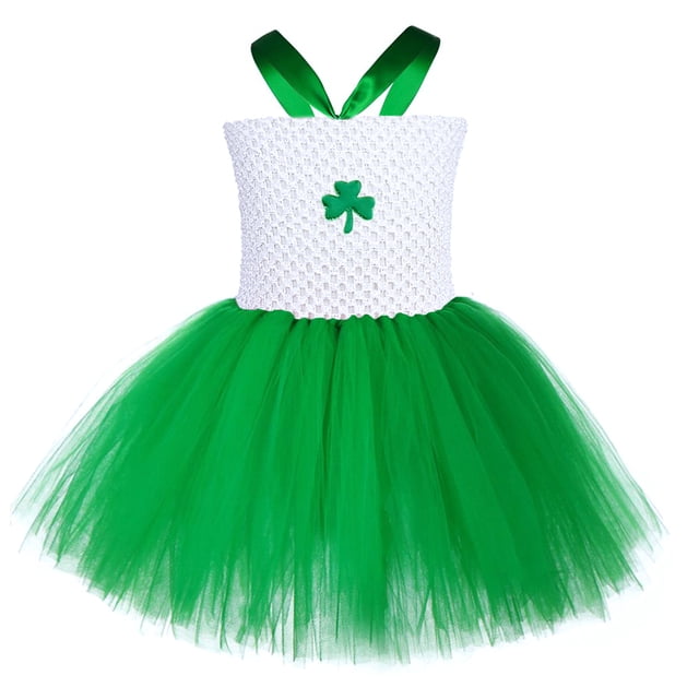 EeaseMX Falda de gasa para fiesta de San Patricio, hermosa falda tutú para niña (talla L, 120-130, con interior)