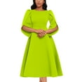 thumbnail image 2 of Elainilye Fashion Wedding Guest Dresses for Women Versatile Retraction Solid Split Waist Wrapped Large Hem Long Dress,Green, 2 of 7