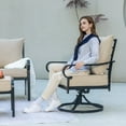 thumbnail image 3 of SKOK 7-Piece Metal Frame Patio Furniture Set with Ottoman & Swivel Rocking Chairs, Beige, 3 of 13
