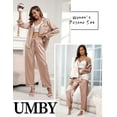 thumbnail image 2 of Silk Satin Pajamas for Women Set 2 Piece Silk Pjs Long Sleeve Top Cozy Sleepwear Silky Pajamas, 2 of 6