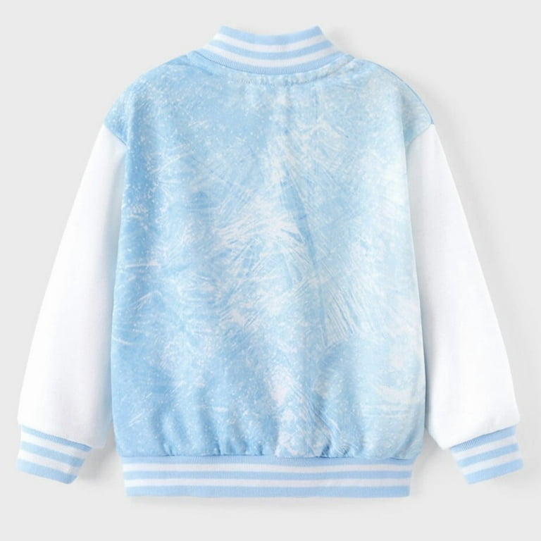 Disney Frozen Girls Bomber Jacket Elsa Zip Up Varsity