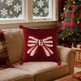 thumbnail image 4 of Red Bow Throw Pillow - Christmas Decorative Cushion, Plush Velvet Pillow with Bow Double-Sided Design for Bedroom Sofa Bed Headboard Removable Cover, 4 of 6