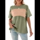 thumbnail image 2 of Blusa Informal de Verano 2025 con Cuello Redondo y Rayas en Bloques de Color para Mujer, Talla Grande, Verde, Talla XL, 2 of 9