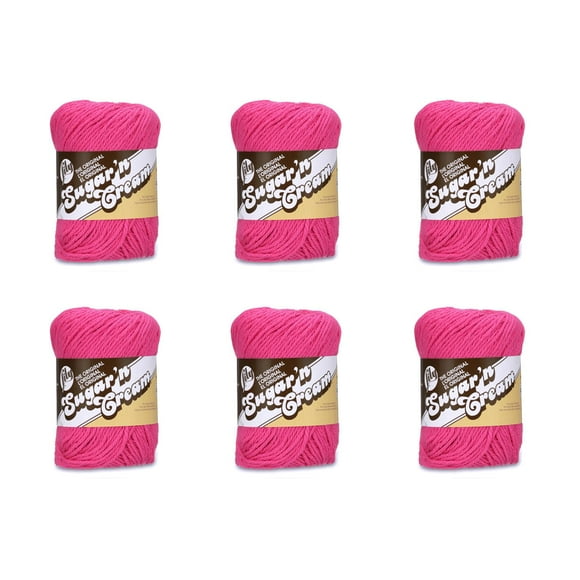 Lily SugarN cream Hot Pink Yarn - 6 Pack of 71g25oz - cotton - 4 Medium (Worsted) - 120 Yards - Knittingcrochet