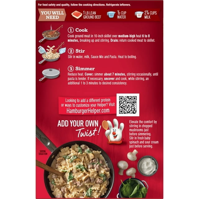 6Pack Of Hamburger Helper Deluxe Beef Stroganoff Pasta Meal Kit, 5.5 oz – Creamy Pasta Dinner Made Easy,,With Olive Green Bowl By ValueNest