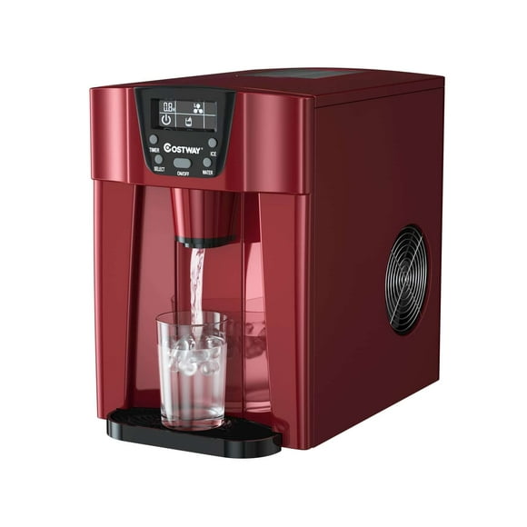Costway 2 In 1 Ice Maker Water Dispenser Countertop 36Lbs/24H LCD Display Portable