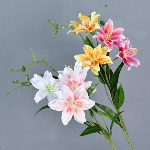 Awwp Orange Artificial Lily Flowers 70cm Long Stems, Realistic Lily Bouquet for Wedding Centerpiece Home Decor, Faux Floral Arrangement for Table Vase, Silk Flowers for Gifts