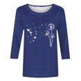 thumbnail image 2 of Tops de Cuello Redondo para las Mujeres Moda Impresa 3/4 Mangas Blusa Casual Top, Estante de Imitación, 2 of 5